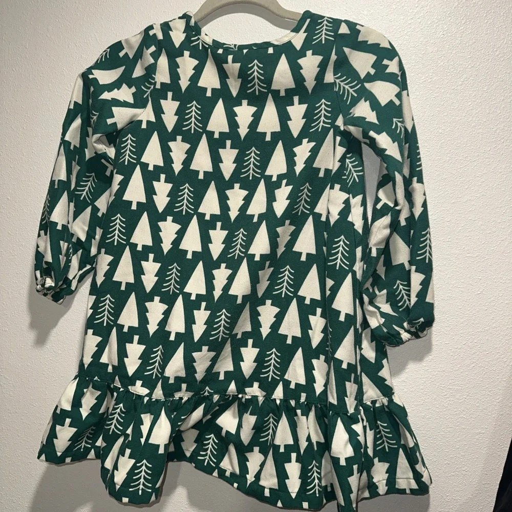 Hanna Anderson Holiday Girls Flannel Long Sleeve‎ Nightgown Sz 6-7  120 Cm Green